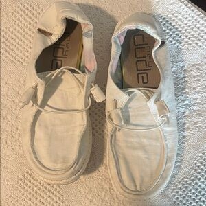 Hey Dude Women’s white slip on